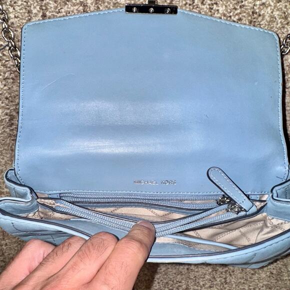 Michael Michael Kors Soho Large Leather Crossbody Bag Baby Blue Women's - Picture 3 of 12